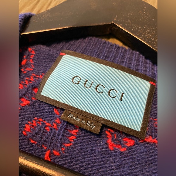 Gucci Ghost GG Drip Navy Wool Knit Sweater - Picture 4 of 8